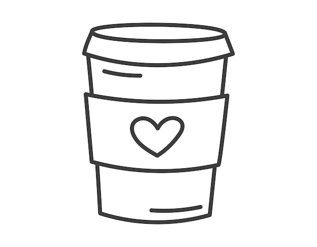 Vector isolated doodle symbol of disposable paper cup with a hot drink Drinking Tea or coffee to go