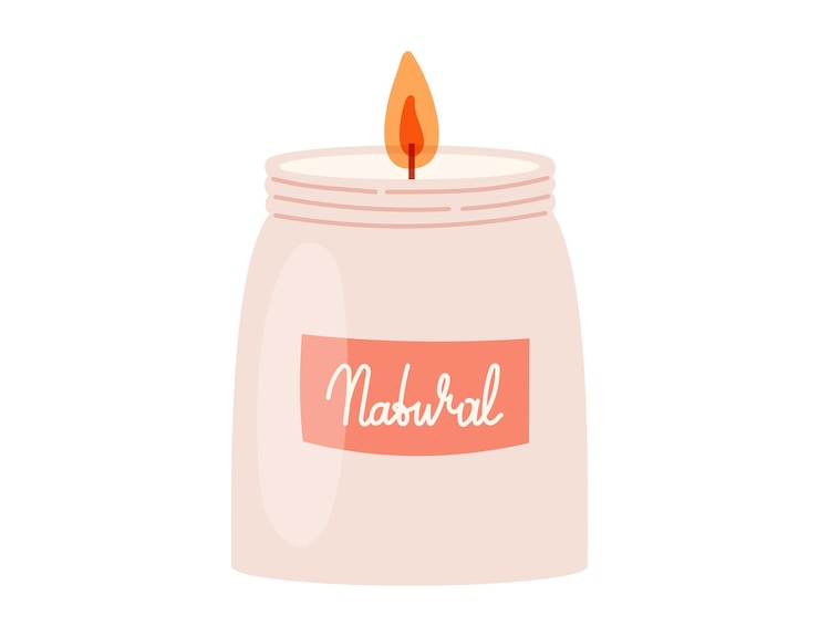 Vector vector isolated flat jar with decorative scented candle for interior with flame