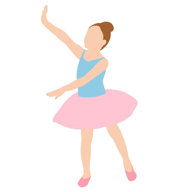 Векторная изолированная плоская детская балерина