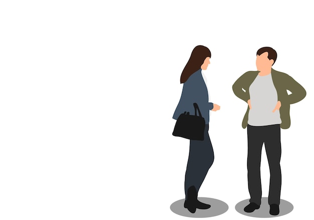 Vector vector, isolated, flat style, isometric people, man and woman communicate