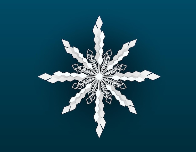 Vector vector isolated glowing snowflake in paper cut style