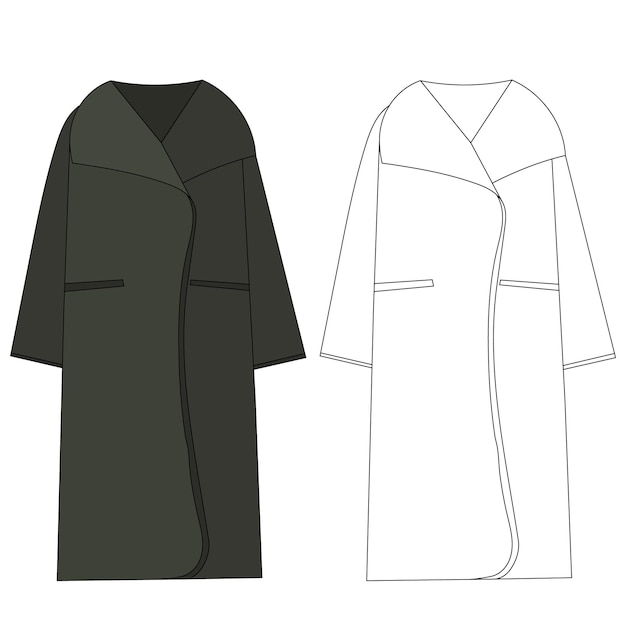 Vector isolated green coat outline sketch