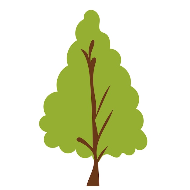 Vector isolated green tree flat style