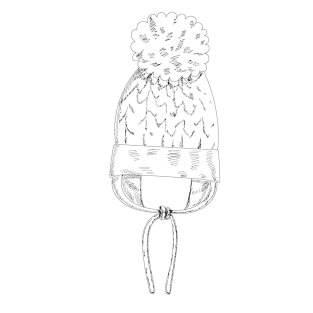 Vector isolated hand drawn sketch baby hat