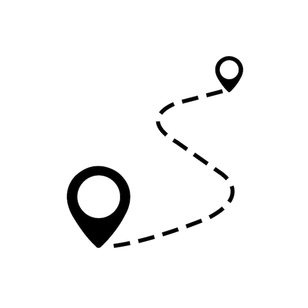 Vector Isolated Icon of Route Location Concept of Path Road Black Location or Path Vector Icon S