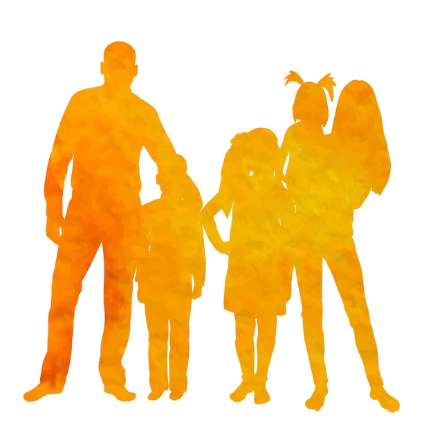 Vector vector isolated icon watercolor silhouette of family on white background