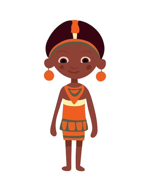 Vector vector isolated illustration of african girl on white background