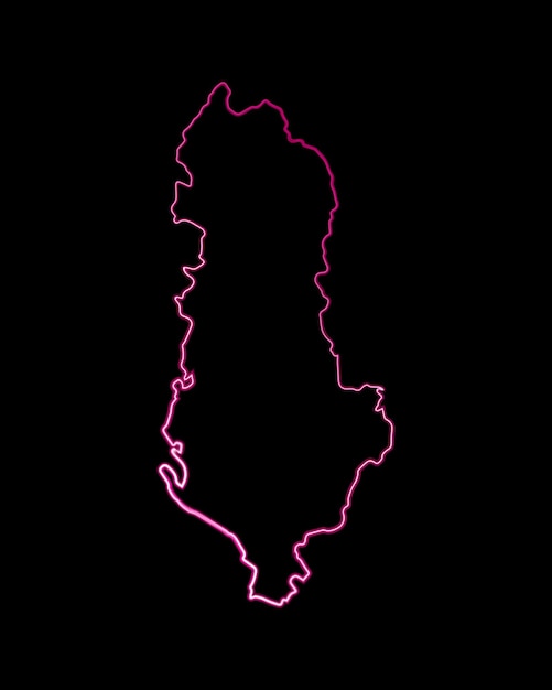 Vector isolated illustration of Albania map with neon effect.