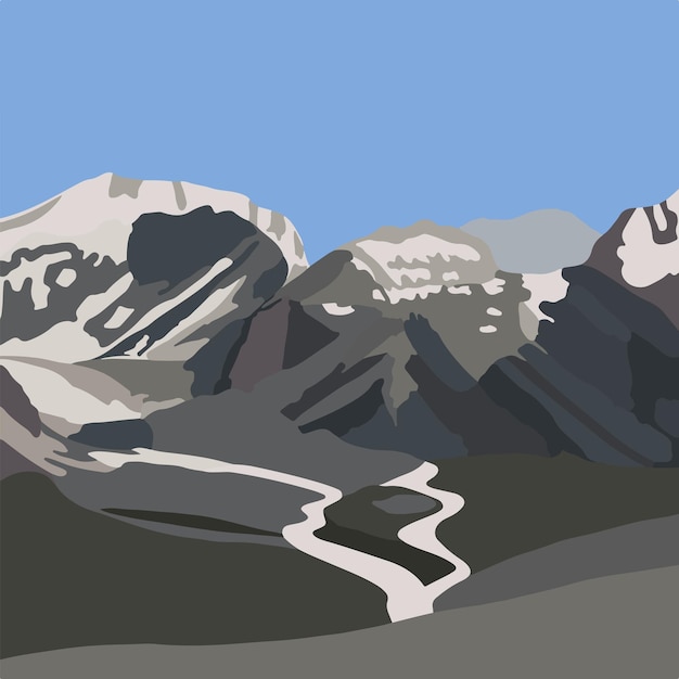 Vector vector isolated illustration of a beautiful mountain landscape.