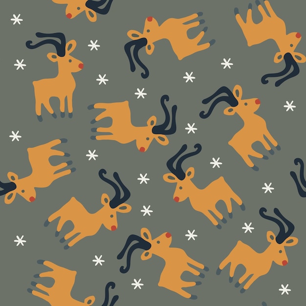 Vector isolated illustration of Christmas deer pattern