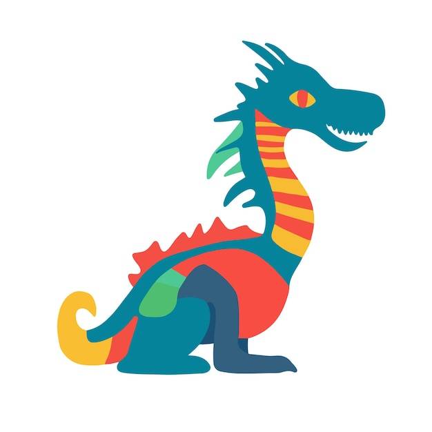 Vector isolated illustration of a colorful dragon on a white background