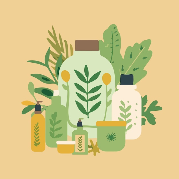 Vector vector isolated illustration of eco products eco friendly body care