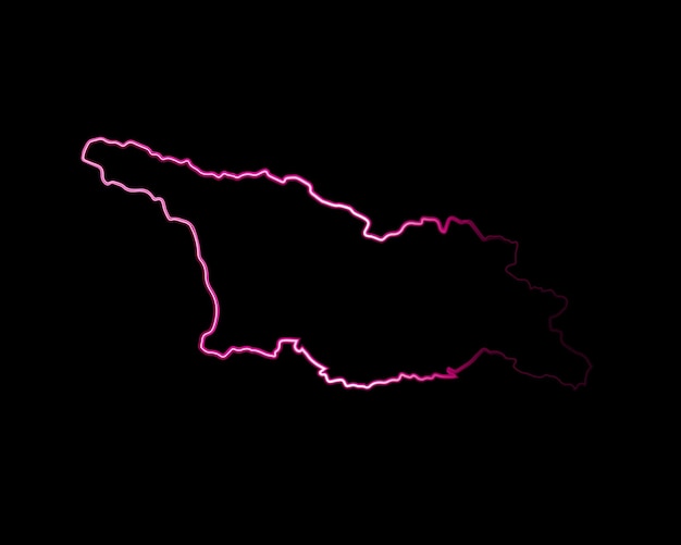 ネオン効果を持つジョージア マップのベクトル分離イラスト。