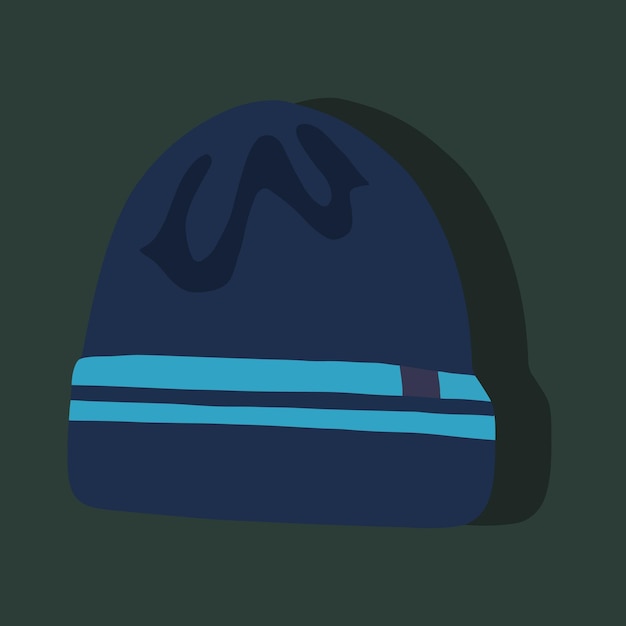 벡터 녹색 배경에 있는 동계 스포츠 모자 파란 모자의 터 고립 일러스트레이션
