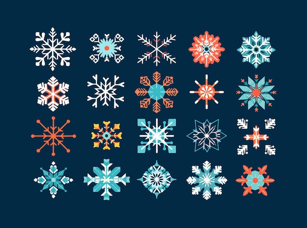 ベクトル 雪花セットのベクトル隔離イラスト クリスマス装飾 冬のパターン