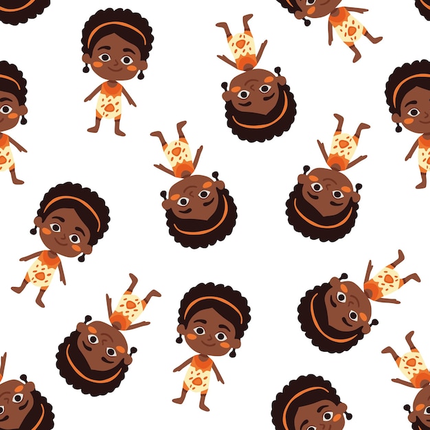 Vector isolated illustration of pattern with African baby girl