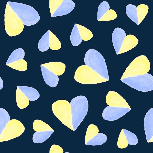 Vector isolated illustration of a pattern with hearts in Ukrainian colors.