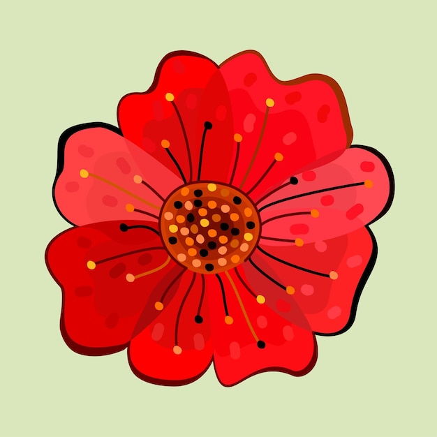 Векторная изолированная иллюстрация цветка мака.