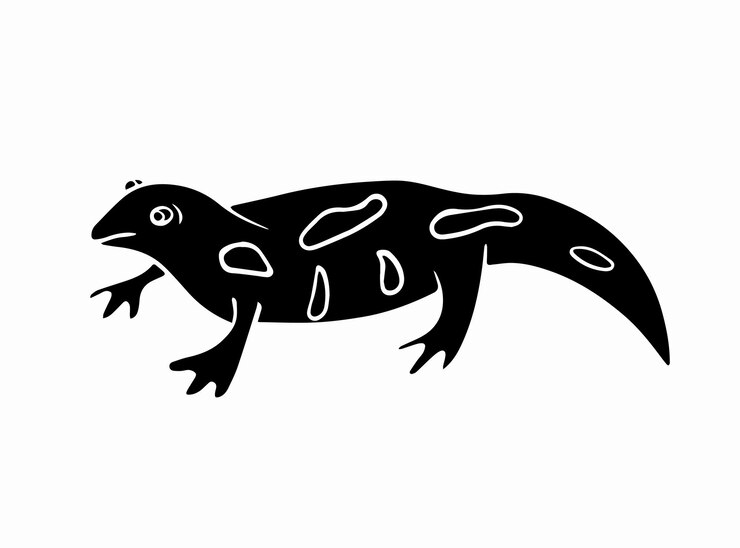 Vector vector isolated illustration of salamander silhouette on white background