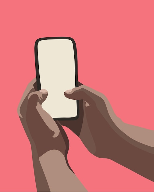 Vector isolated illustration of smartphone in hands.