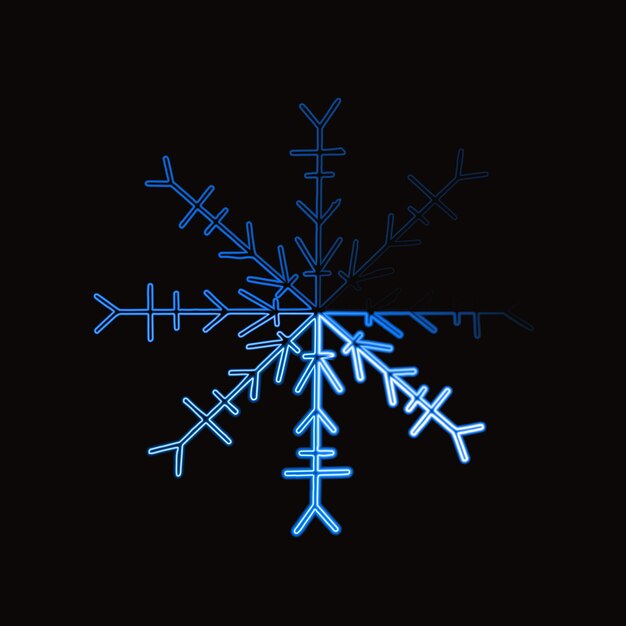 Vector isolated illustration of snowflake with neon effect.