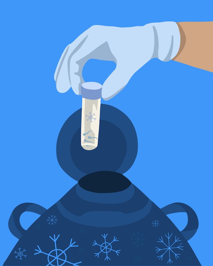 वेक्टर vector isolated illustration of sperm freezing sperm donation