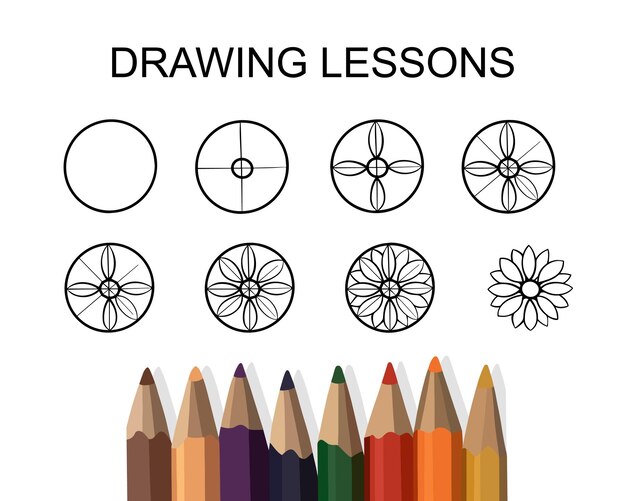 Vector isolated illustration of a stepbystep drawing of a flower Drawing lessons