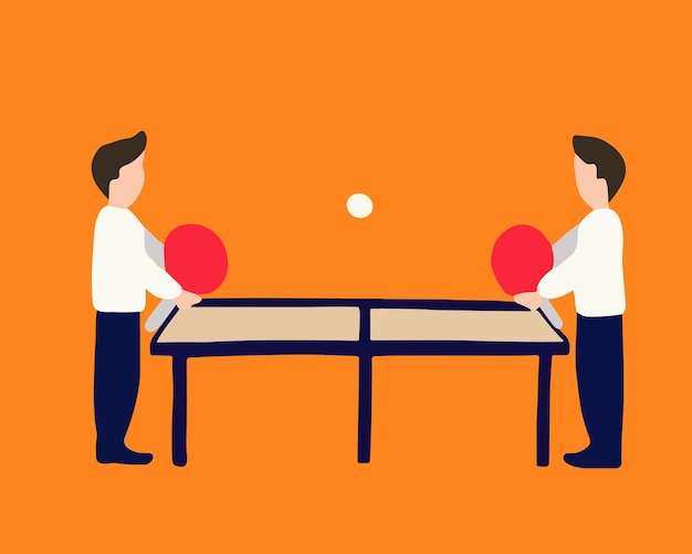 Vector vector isolated illustration of tennis game two men are playing table tennis