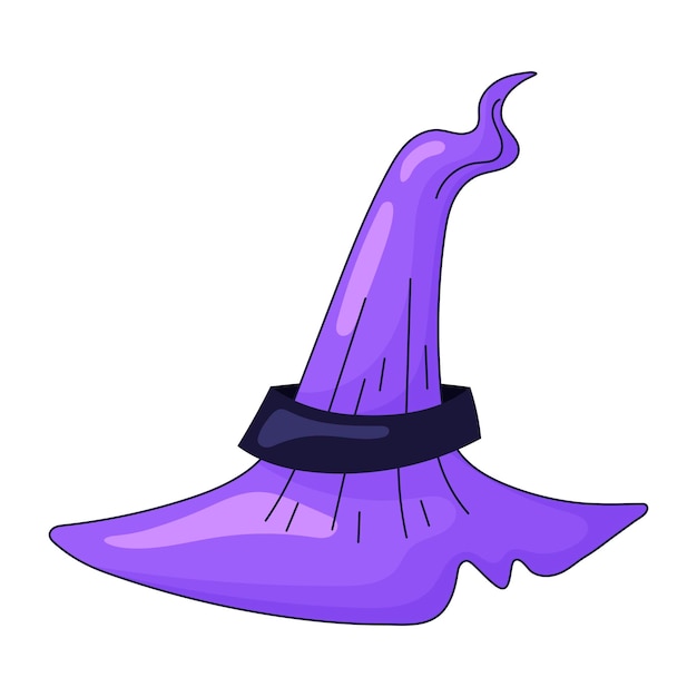 Vector isolated illustration of a witch or wizard wide brim hat Cartoon design element or Halloween accessory