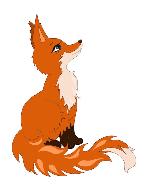 Vector isolated illustration with cute red fox in anime style for any use. Vector illustration