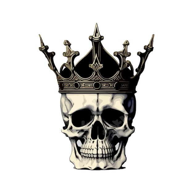 Vector isolated king skull devil Cartoon skull Grunge and vintage skull illustration Line art