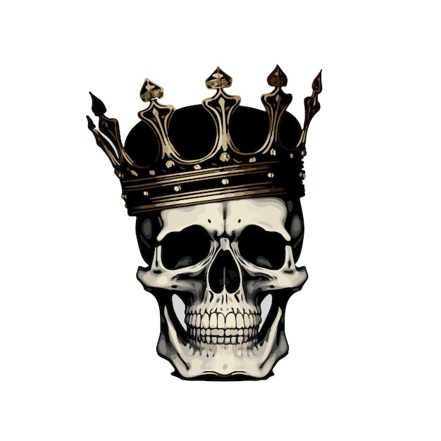 Vector isolated king skull devil Cartoon skull Grunge and vintage skull with crown