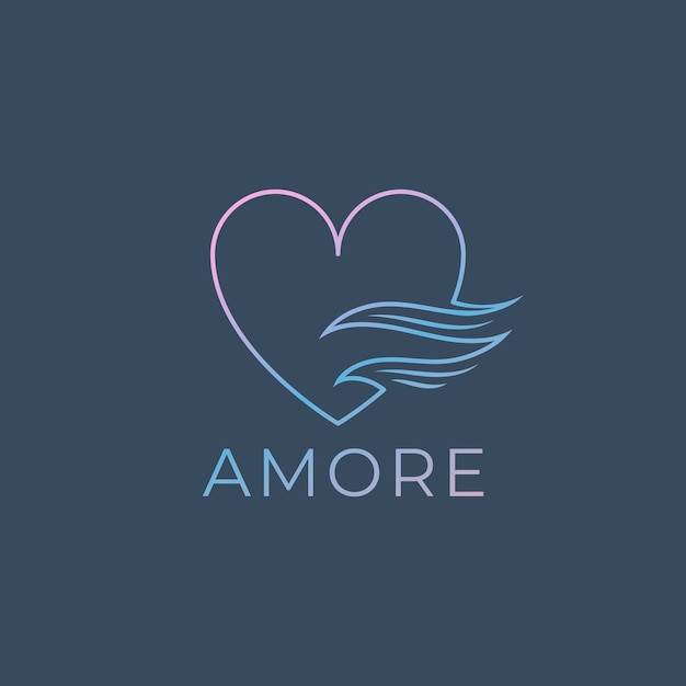 Vector isolated line logo amore Design element heart and waves