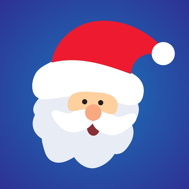 Vector isolated new year santa's face on a blue background