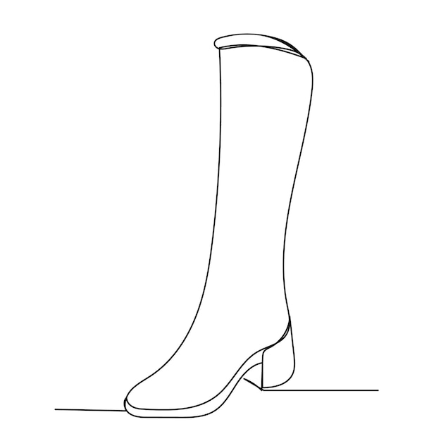 Vector isolated one line drawing of womens boots