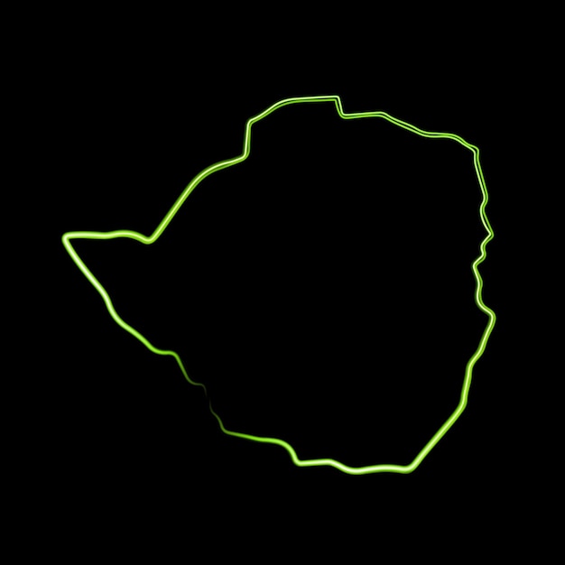 Vector isolated outline map of Zimbabwe with neon effect