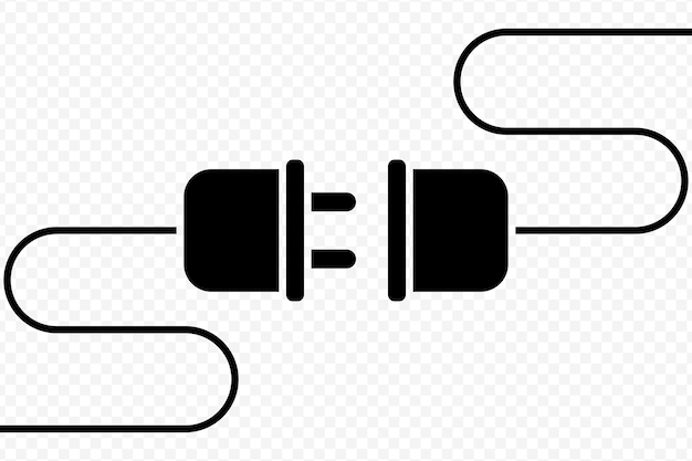 Vector isolated Power Plug icon in black fill