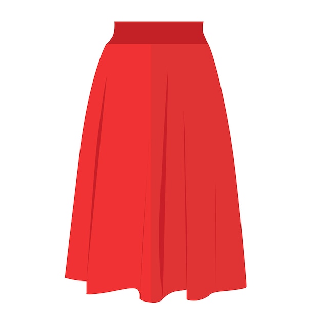 Vector isolated red womens skirt in flat style