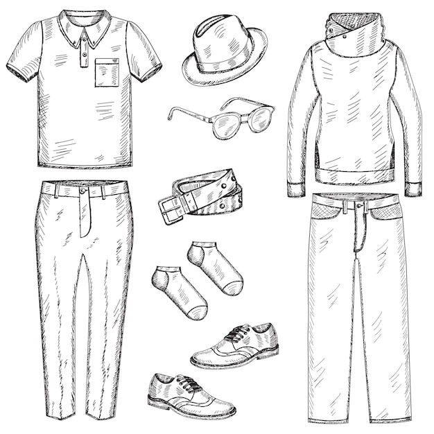 Vector vector, isolated, shorts sketch hand drawn, set