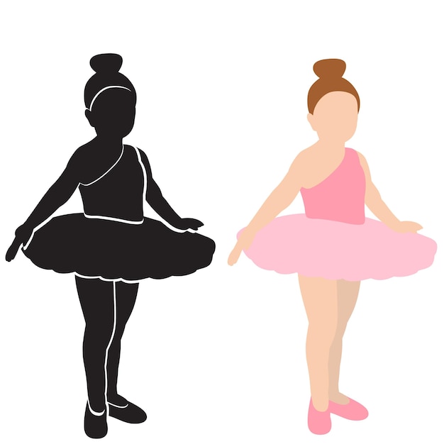 Vector isolated silhouette of a ballerina girl