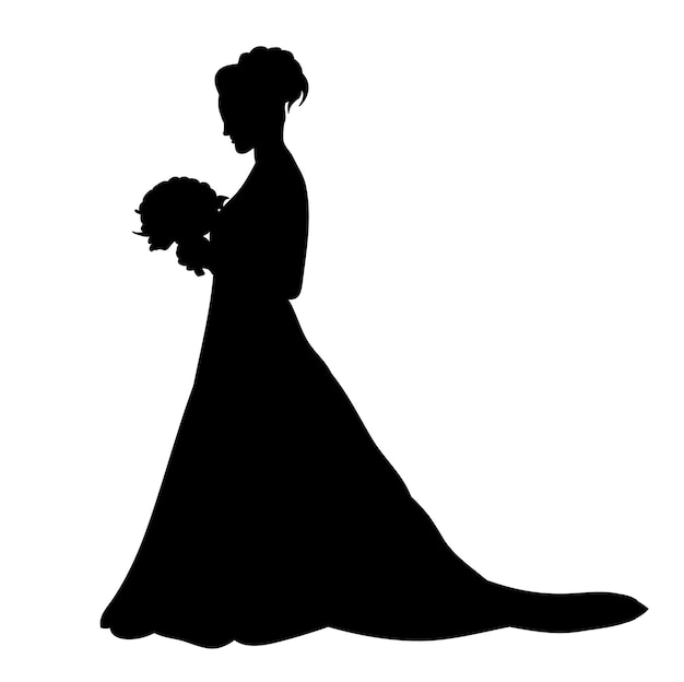 Vector isolated silhouette bride wedding