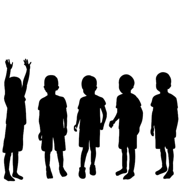 Vector vector isolated silhouette of a child on a white background boys friends