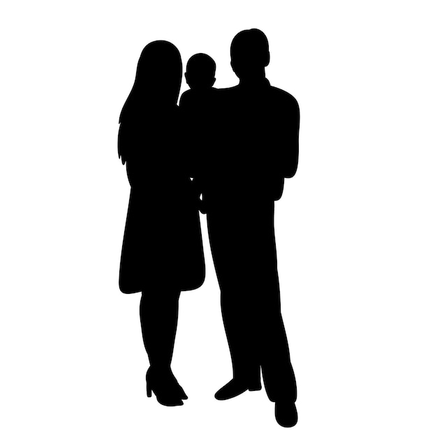 vector isolated silhouette family mom dad and baby