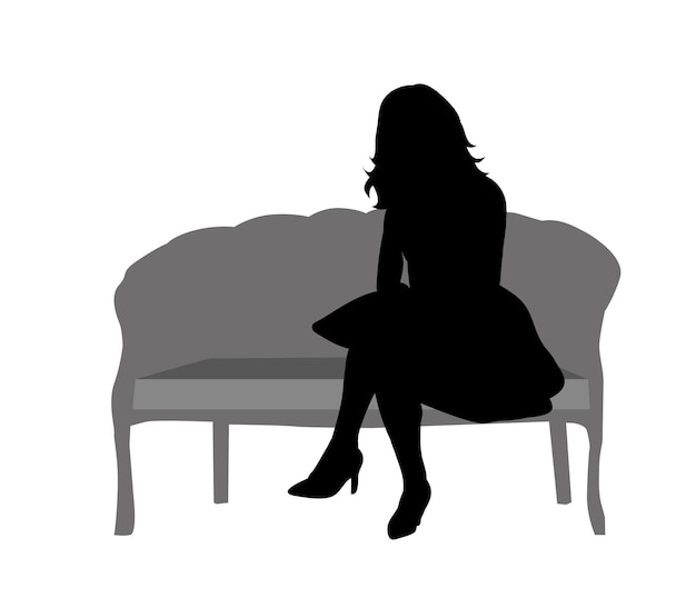 Vector vector, isolated, silhouette of a girl sitting on the couch