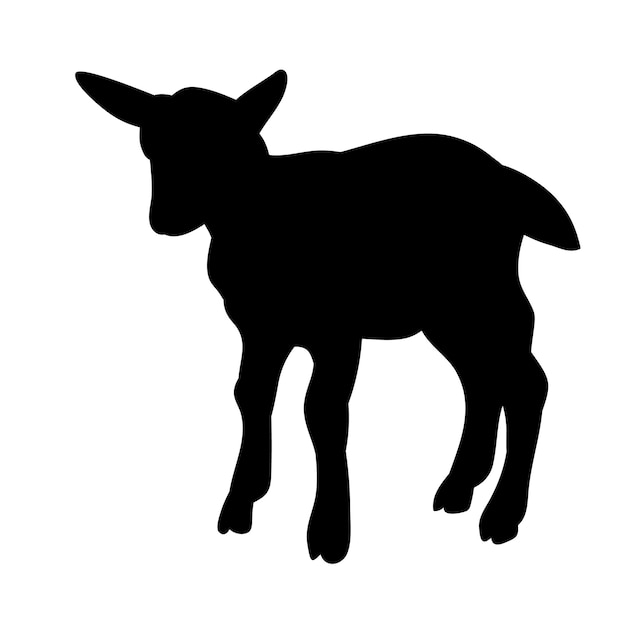 Vector isolated silhouette of goats on white background