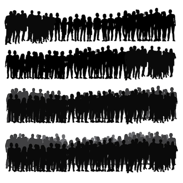 Vector vector, isolated, silhouette group, crowd of people, set