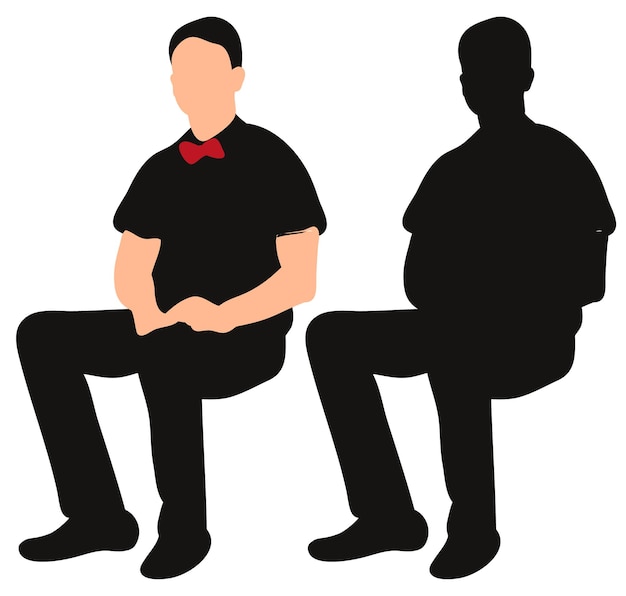 Vector, isolated, silhouette man sitting, resting