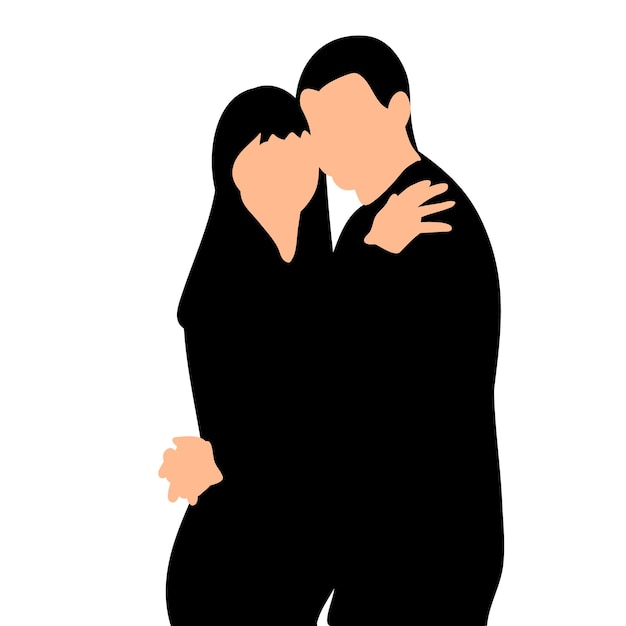 vector isolated silhouette portrait guy and girl