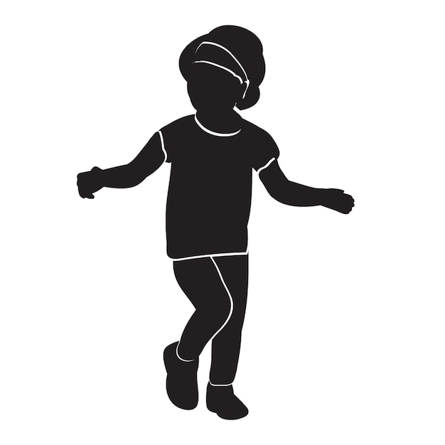 Vector isolated silhouette with lines the child is walking