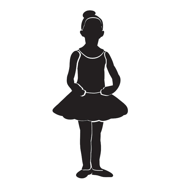 Vector isolated silhouette with lines of a dancing girl ballet dance